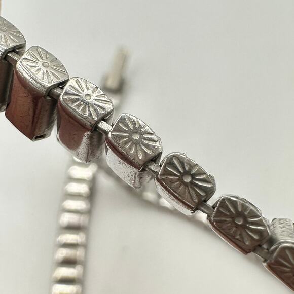 Antique Art Deco rhodium plated clear rhinestones tennis bracelet necklace - Picture 8 of 10